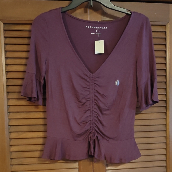 Aeropostale Tops - NWT Aeropostale Plum Ruched Blouse